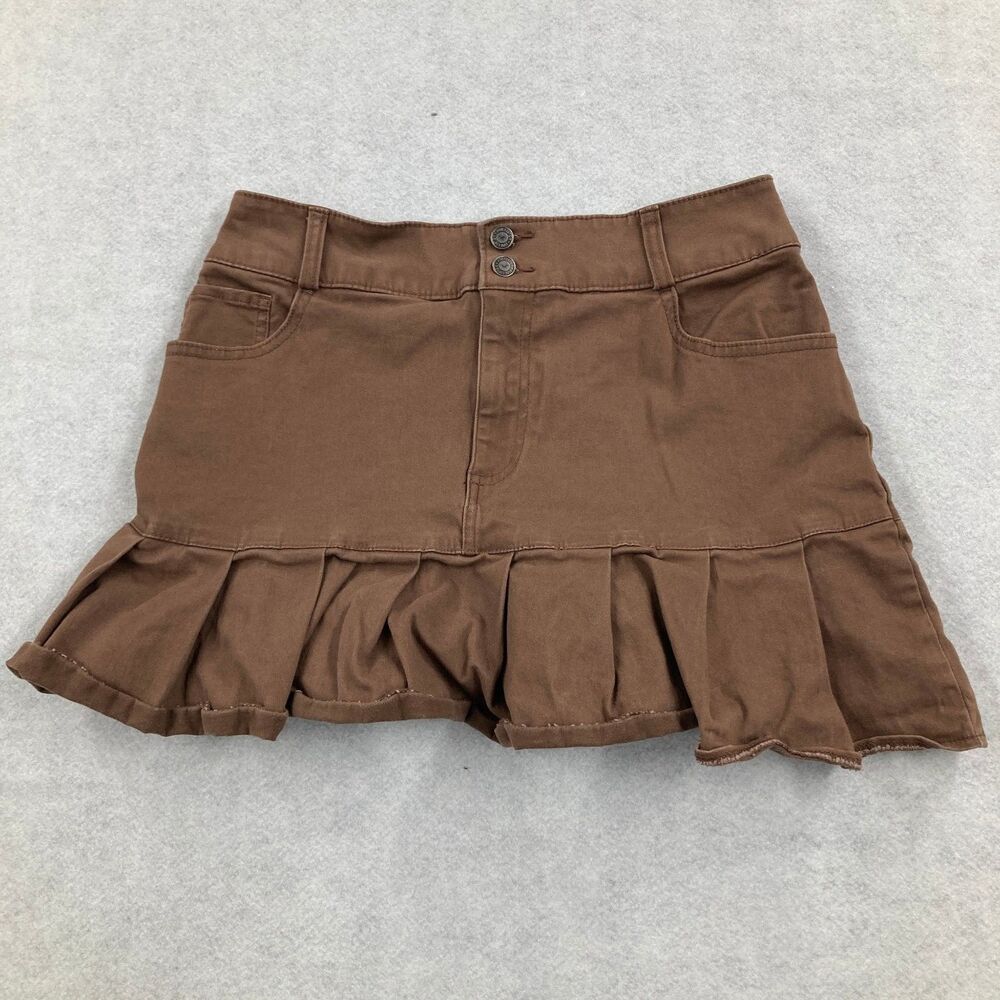 Hollister Women's Brown Ruffle Mini Skirt High Rise Size M Polyester Blend